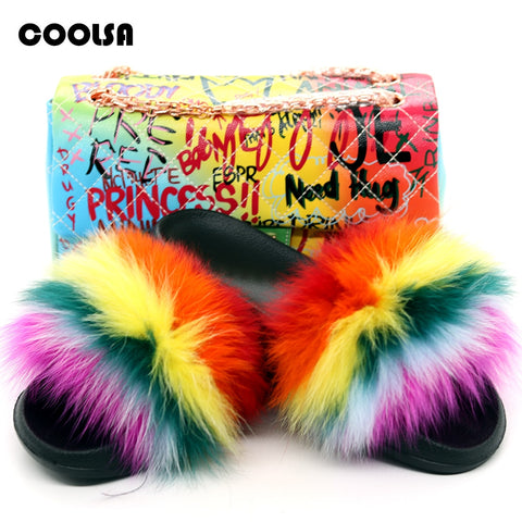 Jelly Bag Fur Slippers & Purse Set