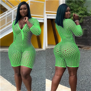 Women's Zip Body FishNet 1-Piece