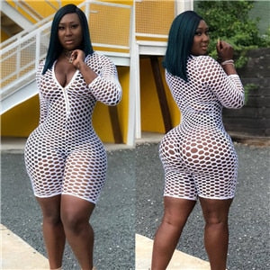 Women's Zip Body FishNet 1-Piece