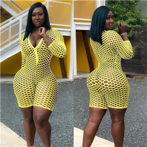 Women's Zip Body FishNet 1-Piece