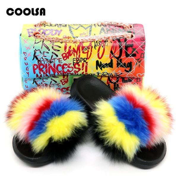 Jelly Bag Fur Slippers & Purse Set