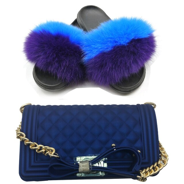 Candy Fur Slippers & Bag Set