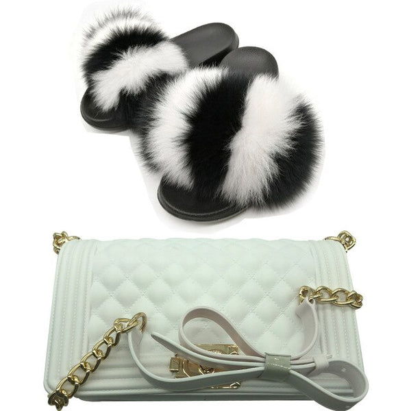 Candy Fur Slippers & Bag Set