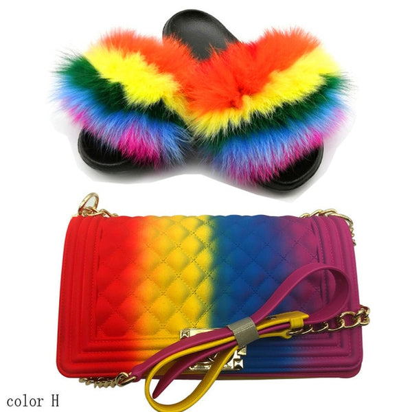 Candy Fur Slippers & Bag Set