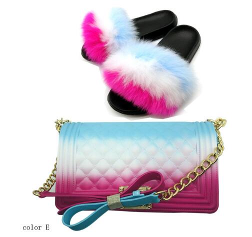 Candy Fur Slippers & Bag Set