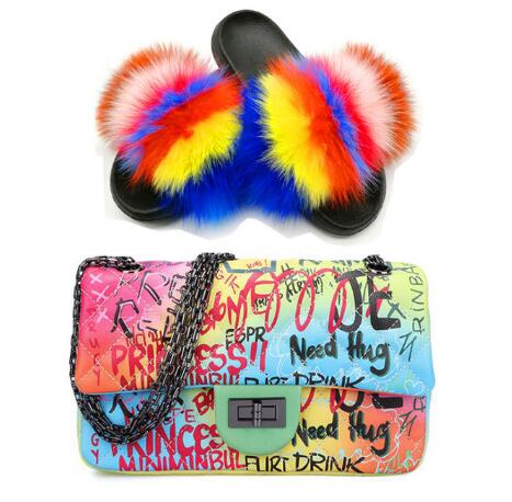 Candy Fur Slippers & Bag Set