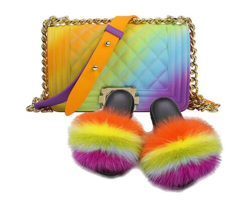 Candy Fur Slippers & Bag Set