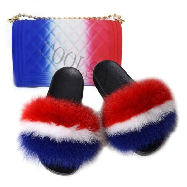Candy Fur Slippers & Bag Set