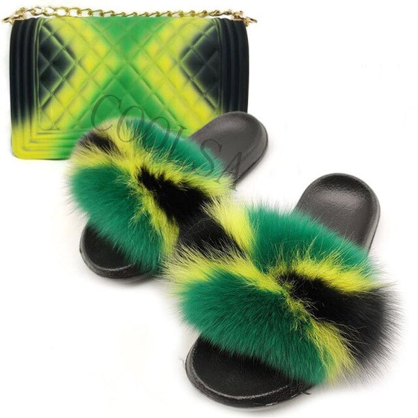 Candy Fur Slippers & Bag Set