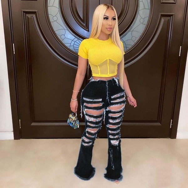 Tassel Denim Flare Jeans