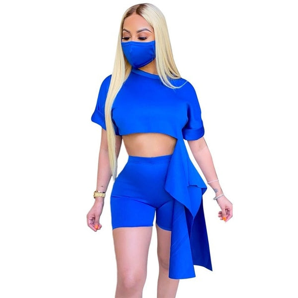 Women's Solid 3 Piece Set Short Sleeve