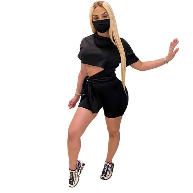 Women's Solid 3 Piece Set Short Sleeve