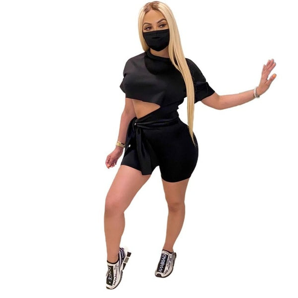 Women's Solid 3 Piece Set Short Sleeve