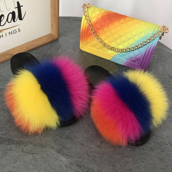 Candy Fur Slippers & Bag Set