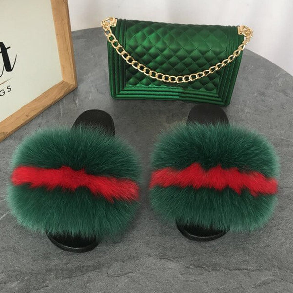 Candy Fur Slippers & Bag Set