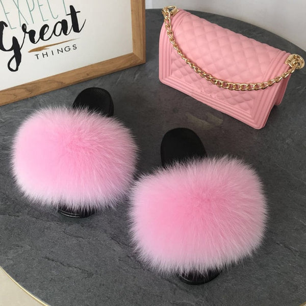 Candy Fur Slippers & Bag Set