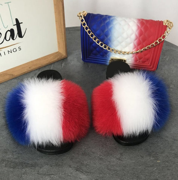 Candy Fur Slippers & Bag Set