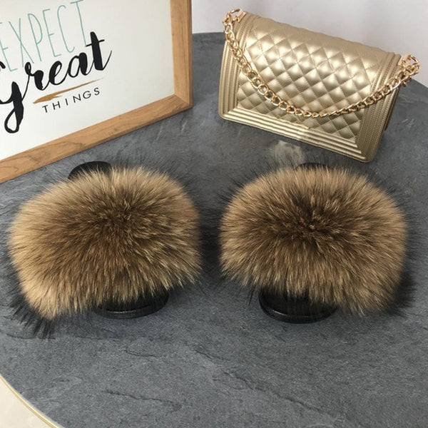 Candy Fur Slippers & Bag Set