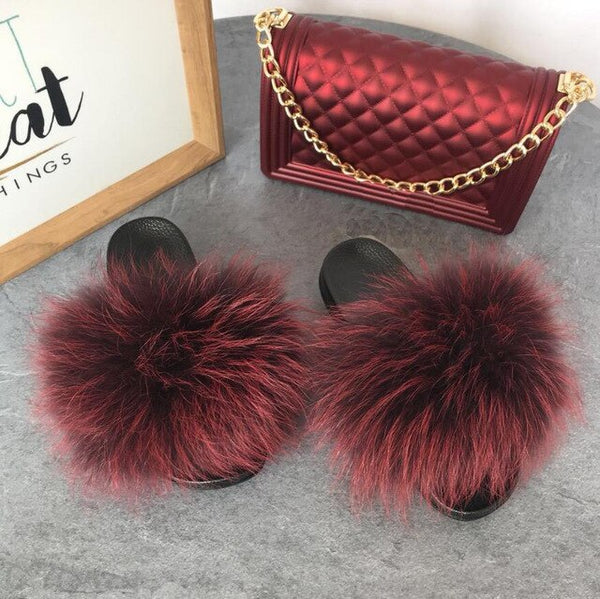 Candy Fur Slippers & Bag Set