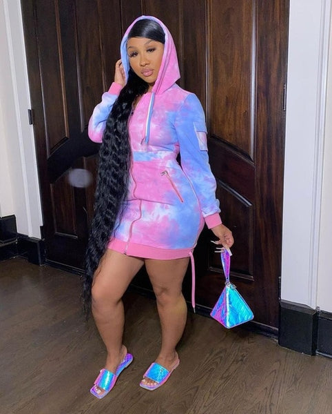Amor Tie-Dye Hoodie Dress