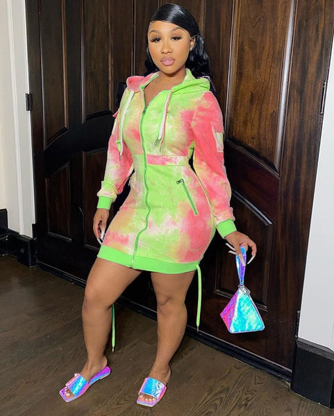 Amor Tie-Dye Hoodie Dress