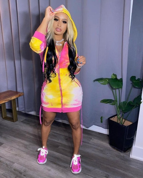 Amor Tie-Dye Hoodie Dress